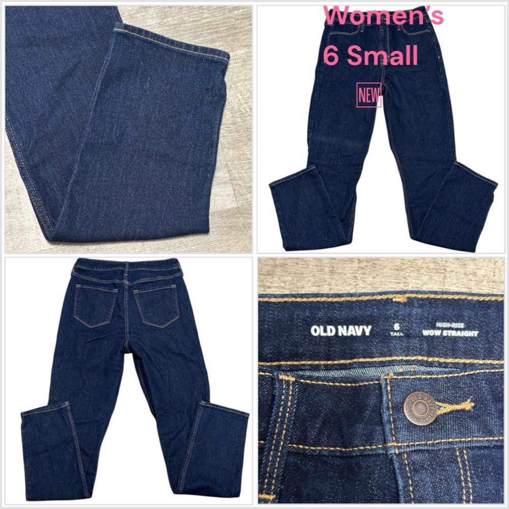 Women’s Old Navy Wow 6 Tall Jeans High Rise Denim Blue Super Skinny Stretch NWOT